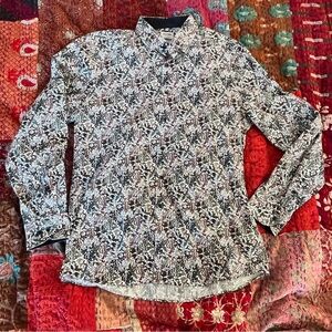 Olymp Level Five Body Fit Leaf Pattern Cotton Dress Shirt